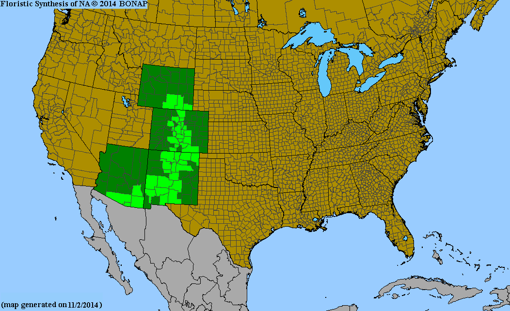 County distribution map of Jamesia americana var. americana - Five-Petal Cliffbush